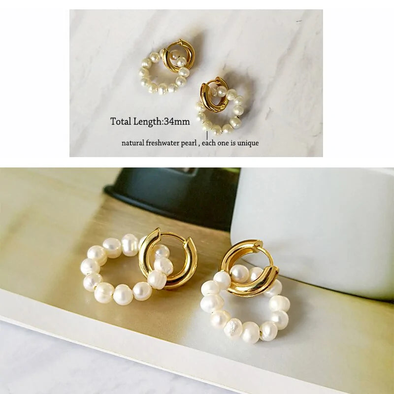 Freshwater Pearl Gold-Plated Hoop Earrings: A Perfect Blend of Elegance and Modern Style