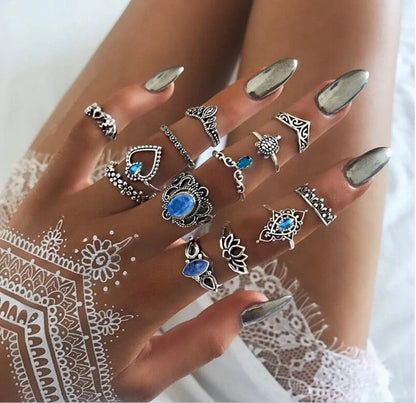 Midi Moon Opal Crystal Ring Set: A Whimsical Touch of Elegance