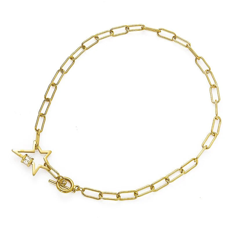 Stainless Steel Golden Star Necklace: Elegant & Versatile Accessory