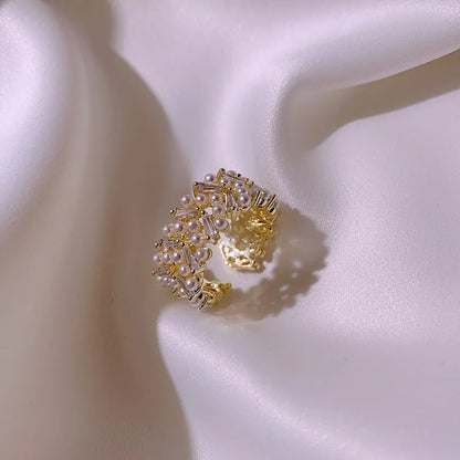 Pearl Zircon Gold Open Rings: A Fusion of Elegance and Glamour