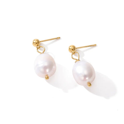 Natural Freshwater Pearl Dangle Earrings: Timeless Elegance