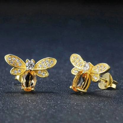 Crystal Bee Amber Earrings: Meet Nature’s Elegance