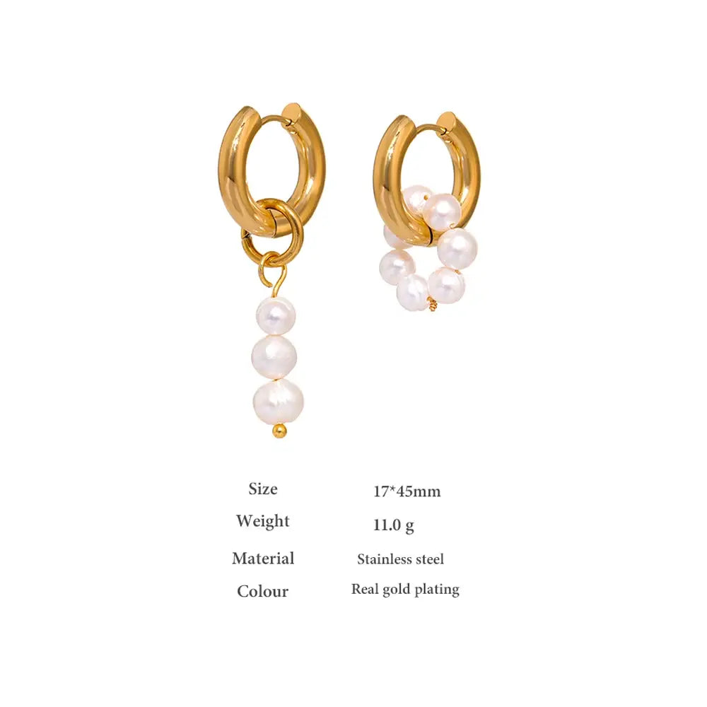 Natural Pearl Asymmetry Dangle Earrings: Modern Elegance with a Unique Twist