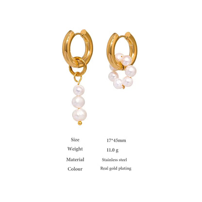 Natural Pearl Asymmetry Dangle Earrings: Modern Elegance with a Unique Twist