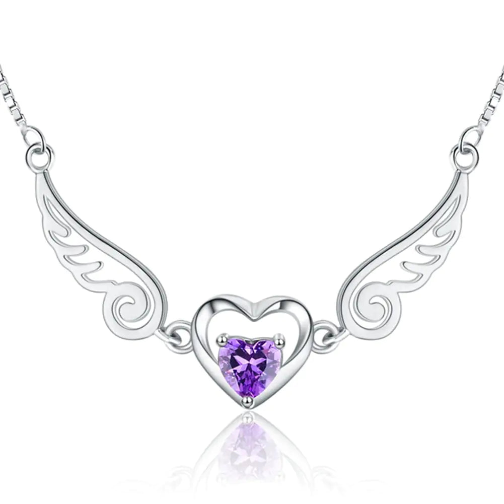 925 Silver Necklace with Natural Amethyst Pendant