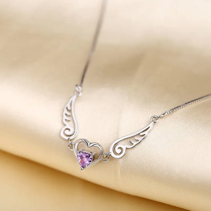925 Silver Necklace with Natural Amethyst Pendant