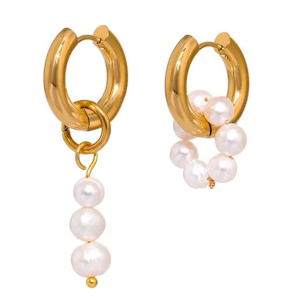 Natural Pearl Asymmetry Dangle Earrings: Modern Elegance with a Unique Twist