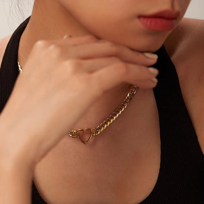 Gold Plated Cuban Link Heart Necklace: Grace Meets Modern Sophistication