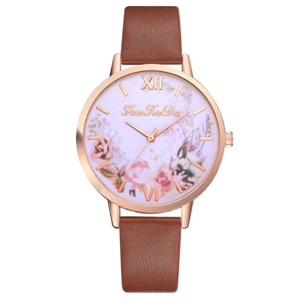 Tan Strap Floral Bee Watch: Add A Touch Of Charm