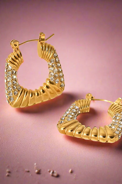 Gold Plated Inlaid Cubic Zirconia Earrings: Timeless Elegance with a Modern Twist