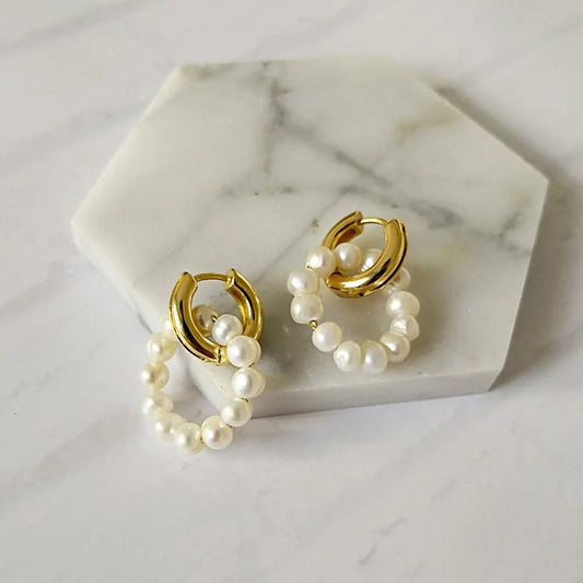 Freshwater Pearl Gold-Plated Hoop Earrings: A Perfect Blend of Elegance and Modern Style