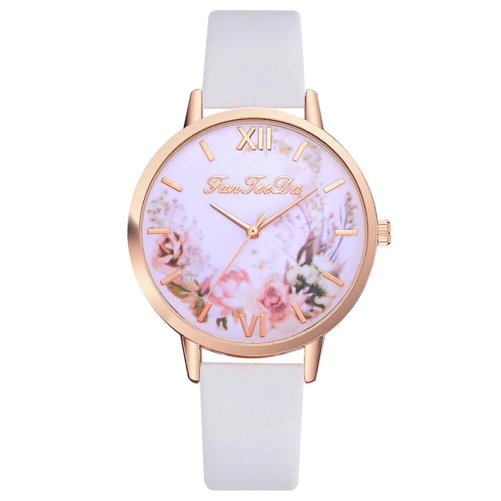 Tan Strap Floral Bee Watch: Add A Touch Of Charm