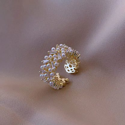 Pearl Zircon Gold Open Rings: A Fusion of Elegance and Glamour