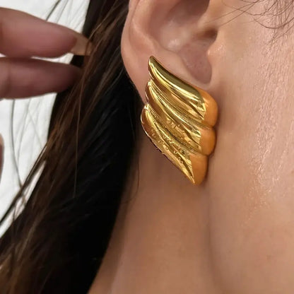 Gold Color Wings Stud Earrings: Graceful Sophistication