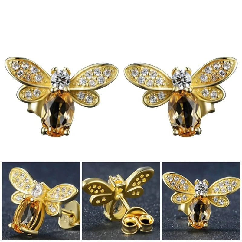 Crystal Bee Amber Earrings: Meet Nature’s Elegance