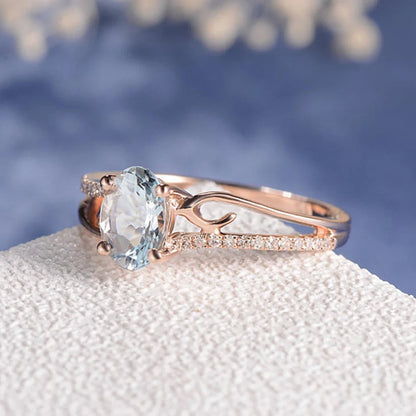 Sky Blue Zircon Crystal Oval Ring: Radiance and Elegance