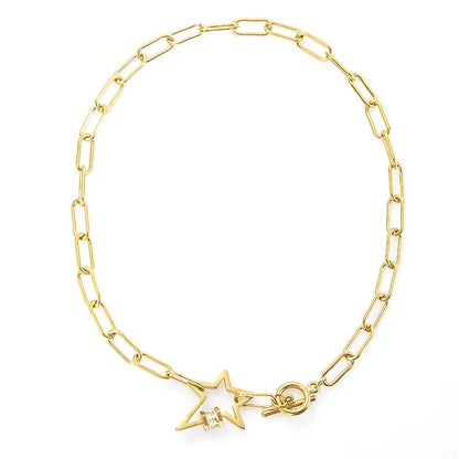 Stainless Steel Golden Star Necklace: Elegant & Versatile Accessory