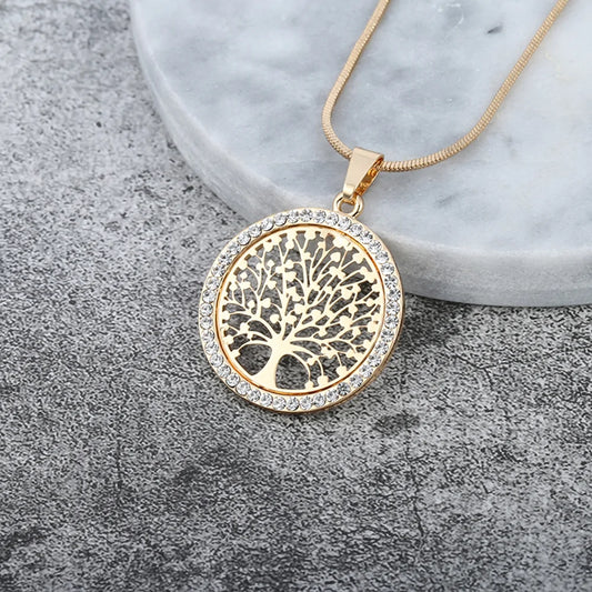 Tree of Life Crystal Pendant Necklace: Symbolizing Love and Resilience