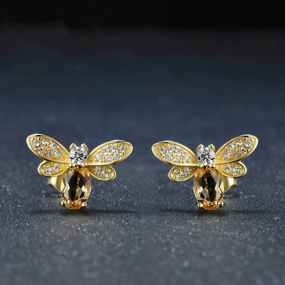 Big Crystal Bee Earrings: Whimsical Elegance with Dazzling Sparkle