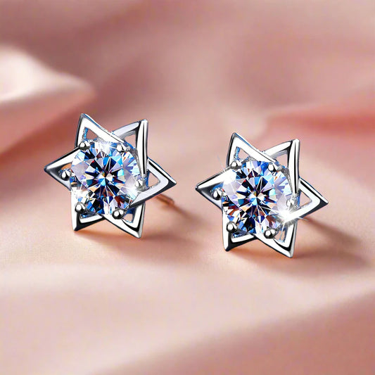 Shiny Hexagram Moissanite Stud Earrings: A Unique Blend of Sparkle and Charm