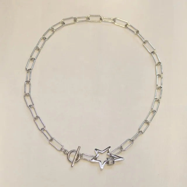 Stainless Steel Golden Star Necklace: Elegant & Versatile Accessory