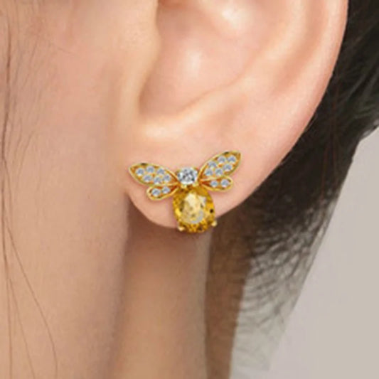 Crystal Bee Amber Earrings: Meet Nature’s Elegance