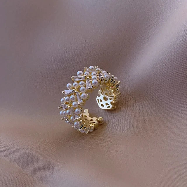 Pearl Zircon Gold Open Rings: A Fusion of Elegance and Glamour