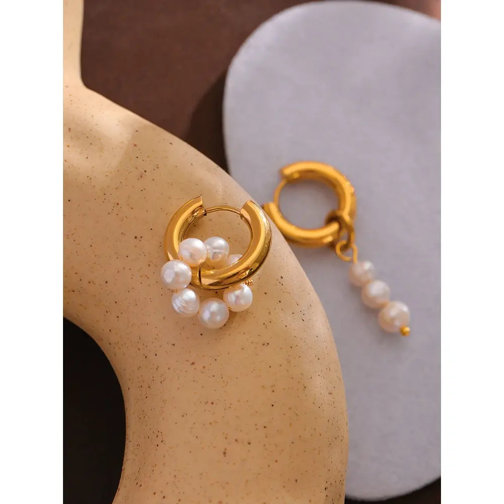 Natural Pearl Asymmetry Dangle Earrings: Modern Elegance with a Unique Twist