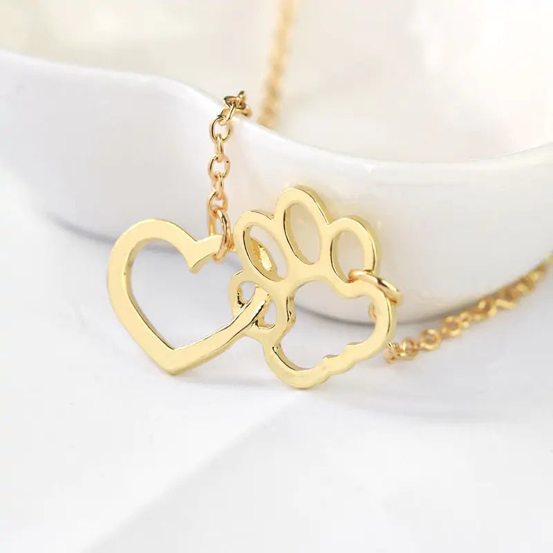 Pet Paw Love Heart Necklace: A Tribute to Your Furry Friend