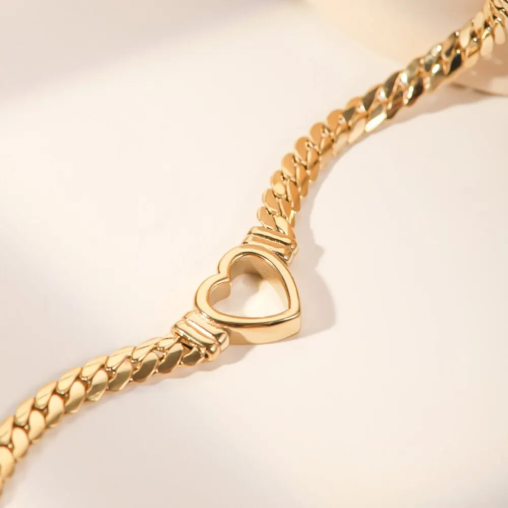 Gold Plated Cuban Link Heart Necklace: Grace Meets Modern Sophistication