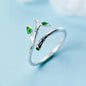 Sterling Silver Green Enamel Leaves Vintage Ring: Nature-Inspired Elegance