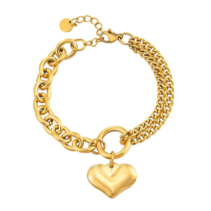 Metallic Heart Pendant Bracelet: Elegance with a Timeless Touch