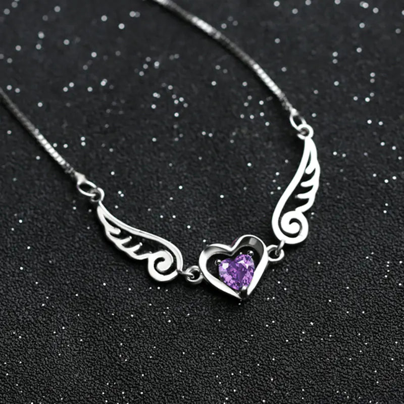 925 Silver Necklace with Natural Amethyst Pendant