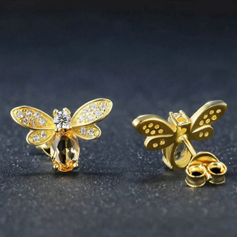 Crystal Bee Amber Earrings: Meet Nature’s Elegance