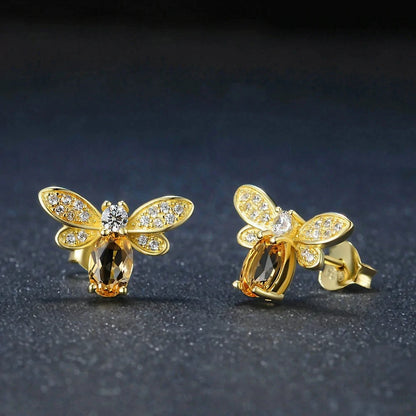 Big Crystal Bee Earrings: Whimsical Elegance with Dazzling Sparkle