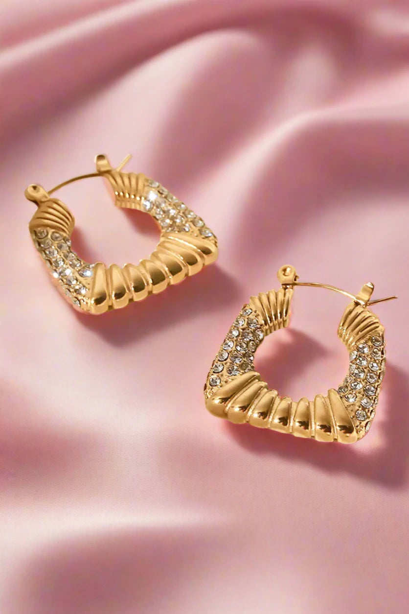 Gold Plated Inlaid Cubic Zirconia Earrings: Timeless Elegance with a Modern Twist