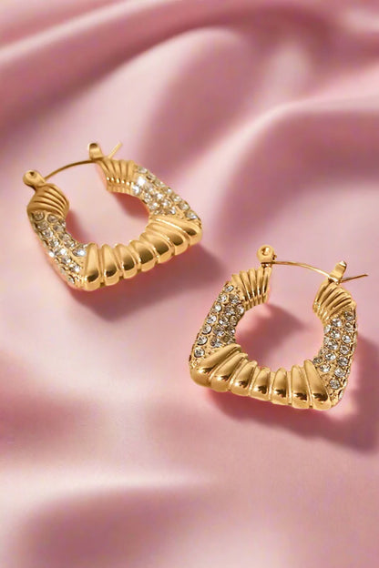 Gold Plated Inlaid Cubic Zirconia Earrings: Timeless Elegance with a Modern Twist