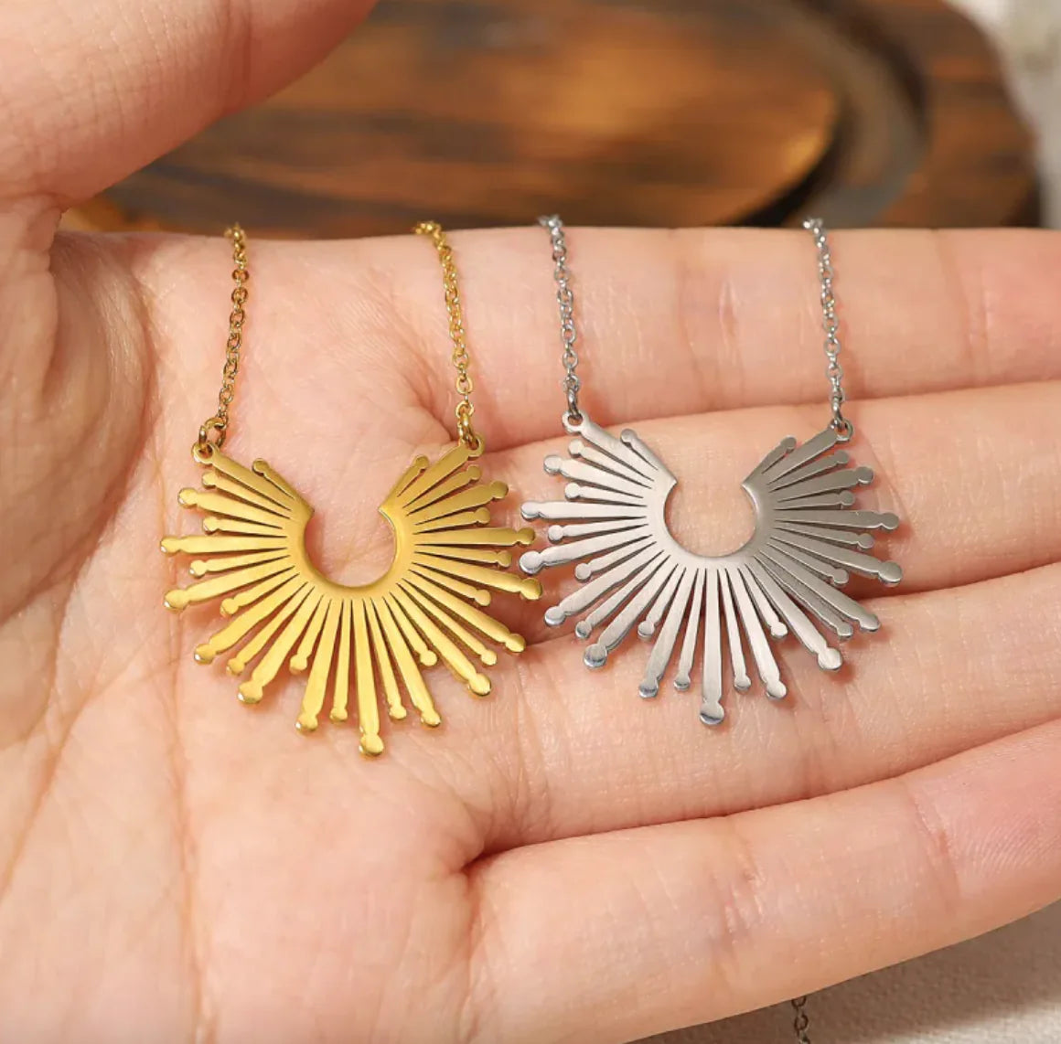 Gold-Plated Titanium Steel Sunflower Necklace: Radiate Joy and Elegance