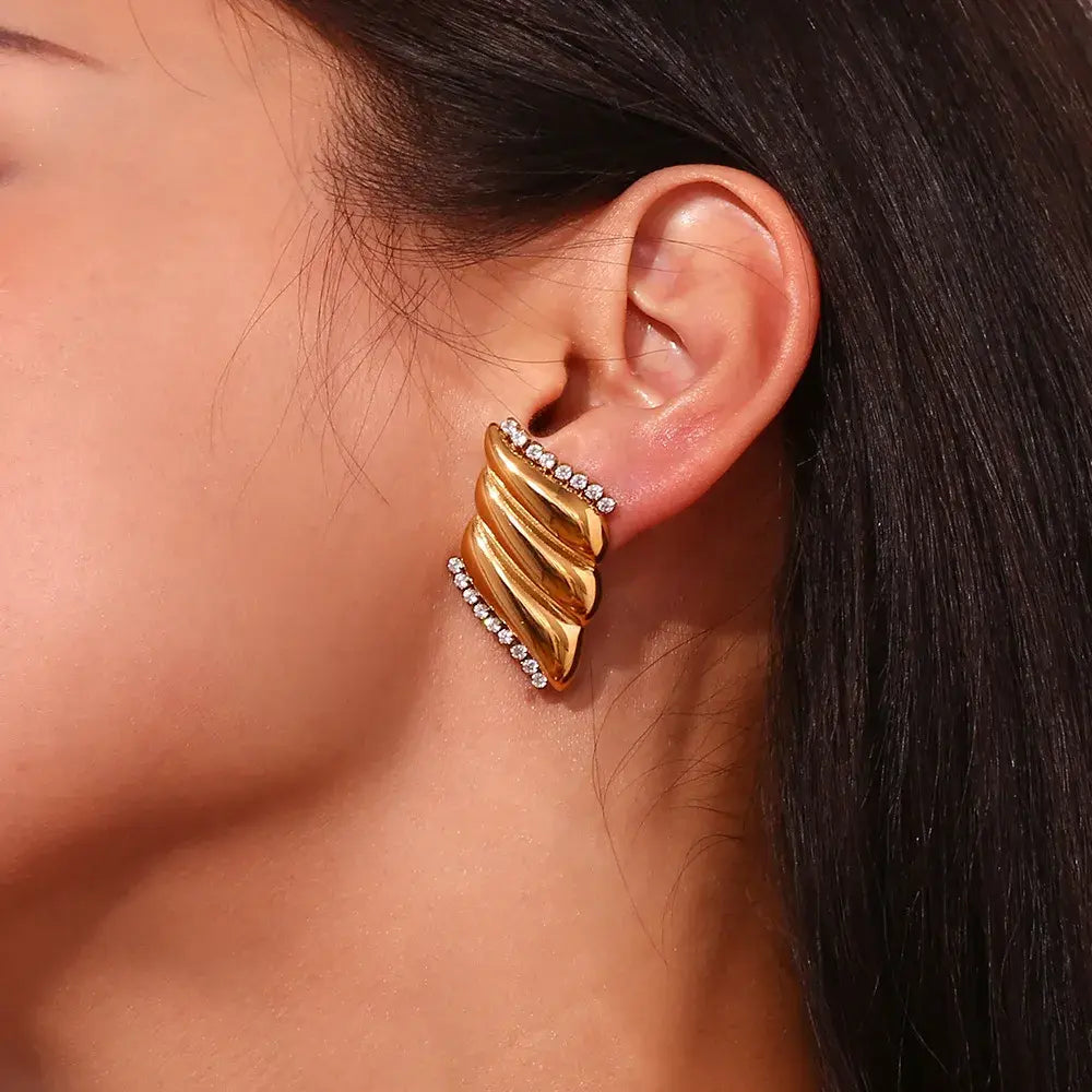 Gold Color Wings Stud Earrings: Graceful Sophistication