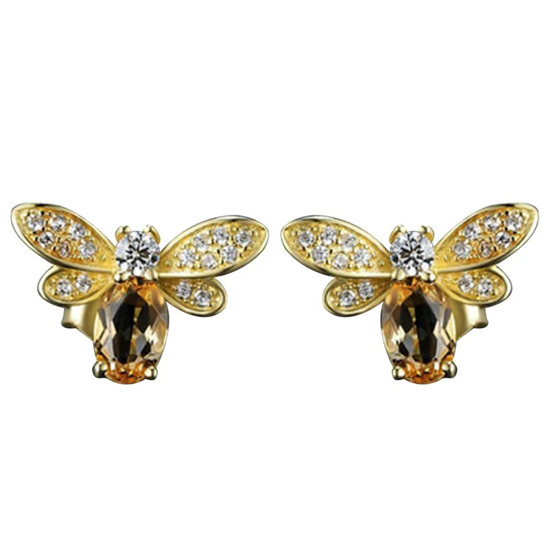 Crystal Bee Amber Earrings: Meet Nature’s Elegance