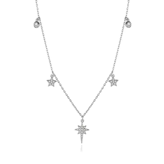 Sterling Silver CZ Cross Heart Star Pendant Necklace: A Symbol of Grace and Charm