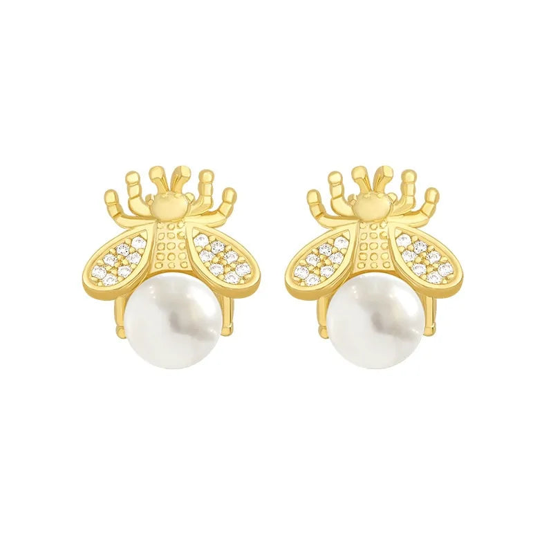 Honey Bee Pearl Earrings: Nature-Inspired Elegance